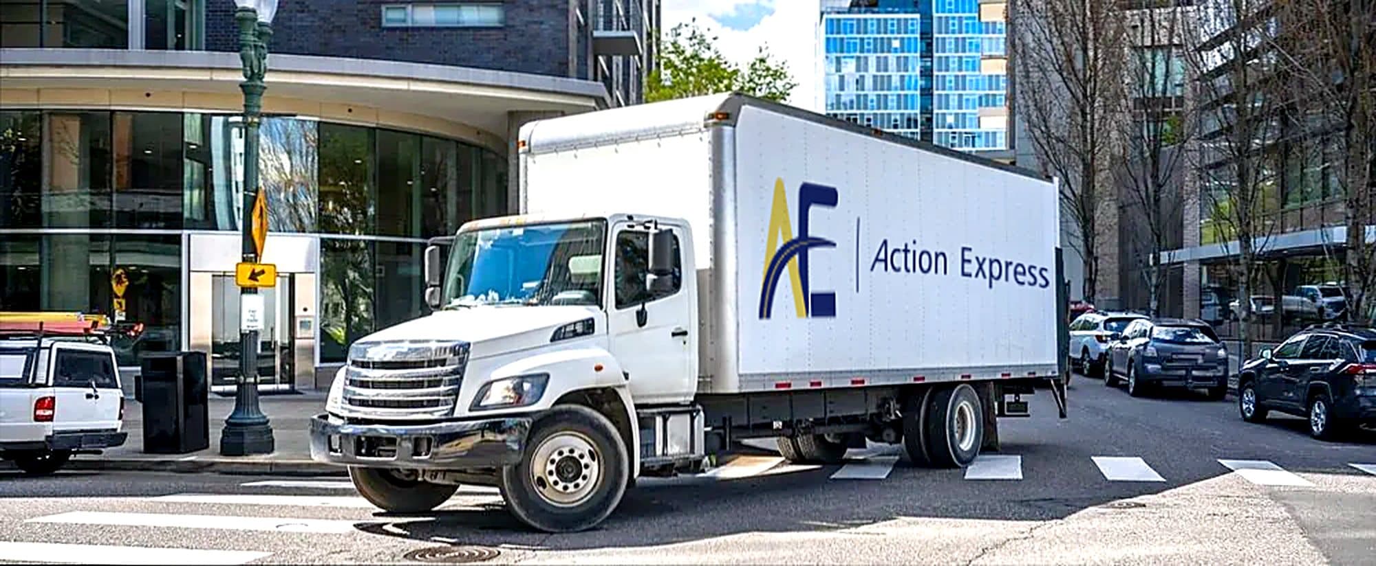 Action Express box truck on the road